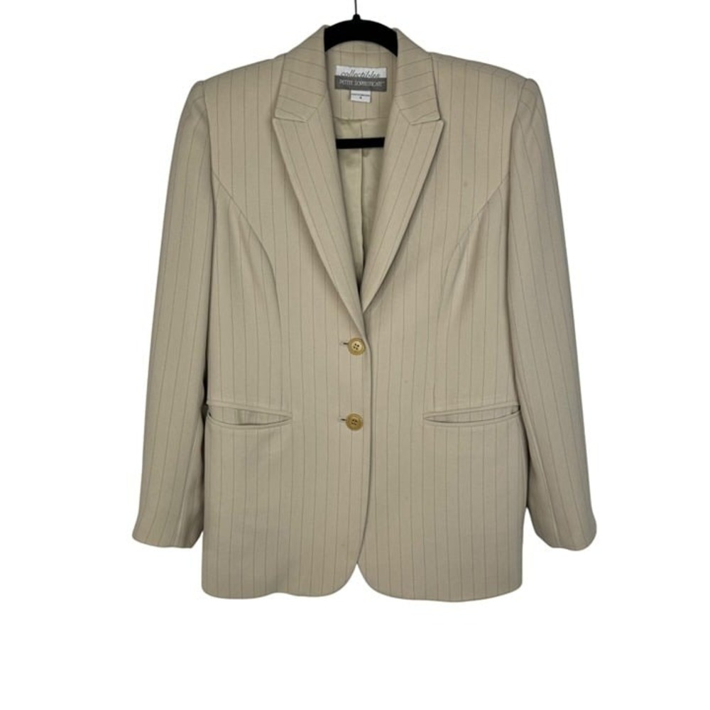 Vintage Beige Petite Sophisticate Collectibles Women's Size 6‎ Blazer Pinstripe